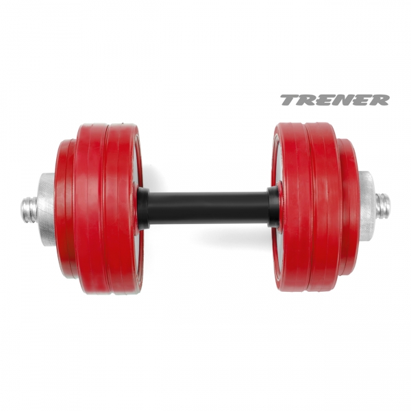 Гантель наборная обрезиненная TRENER TRG01 15 кг, цв. серебристый-красный