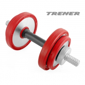Гантель наборная обрезиненная TRENER TRG01 10 кг, цв. серебристый-красный Гантель наборная обрезиненная TRENER TRG01 10 кг, цв. серебристый-красный