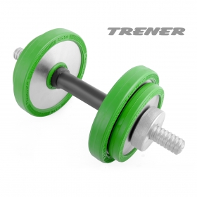 Гантель наборная обрезиненная TRENER TRG01 10 кг, цв. серебристый-зеленый