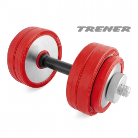 Гантель наборная обрезиненная TRENER TRG01 15 кг, цв. серебристый-красный
