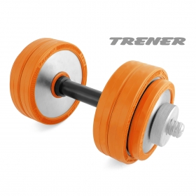 Гантель наборная обрезиненная TRENER TRG01 15 кг, цв. серебристый-оранжевый