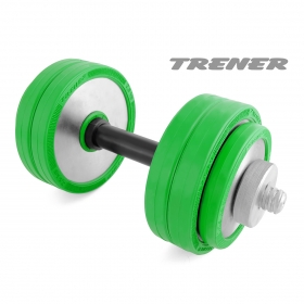 Гантель наборная обрезиненная TRENER TRG01 15 кг, цв. серебристый-зеленый