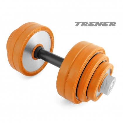 Гантель наборная обрезиненная TRENER TRG01 16 кг, цв. серебристый-оранжевый